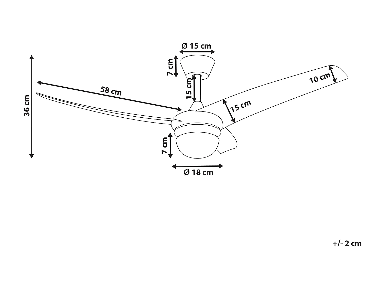 Wentylator sufitowy z lampą JIBOA Z pilotem Czarny