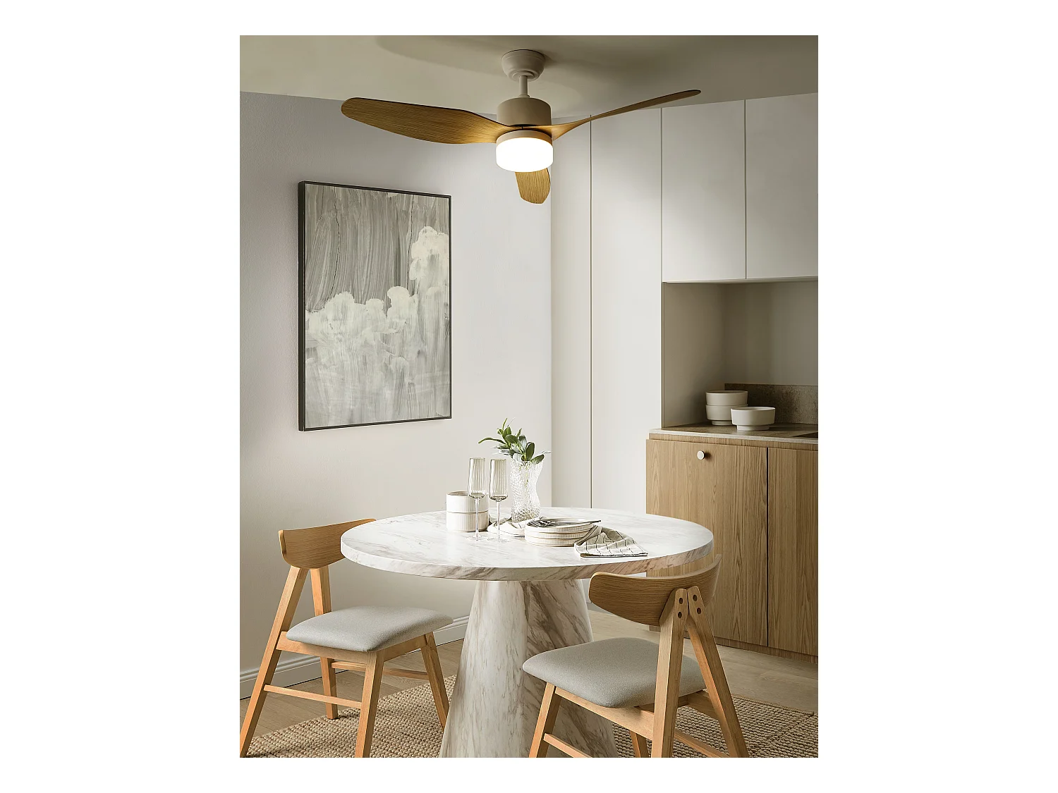 Ventilateur de plafond avec lampe ANDERSON Avec télécommande Marron clair