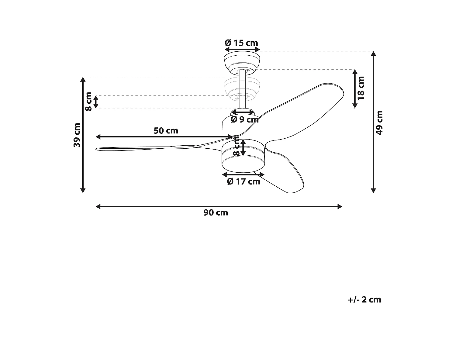 Ventilateur de plafond avec lampe ANDERSON Avec télécommande Marron clair