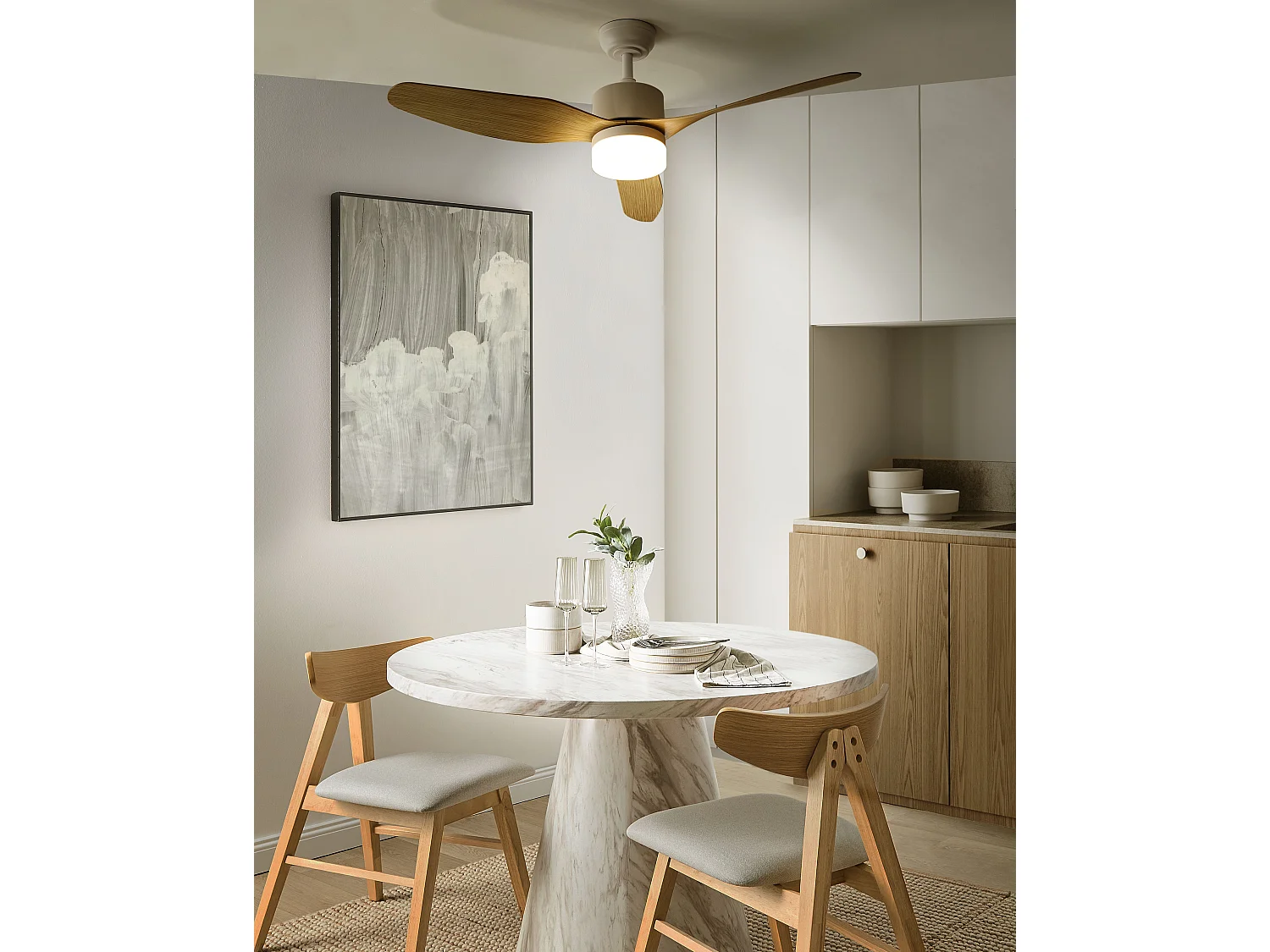 Ventilateur de plafond avec lampe ANDERSON Avec télécommande Marron clair