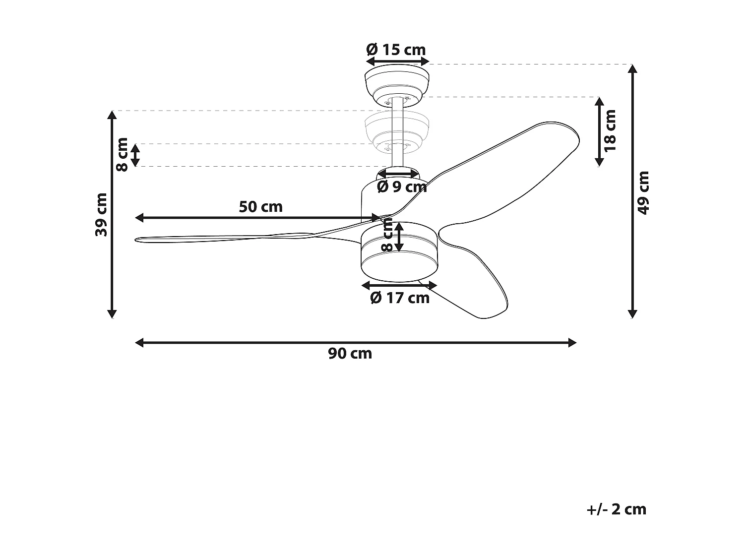 Ventilateur de plafond avec lampe ANDERSON Avec télécommande LED Marron clair