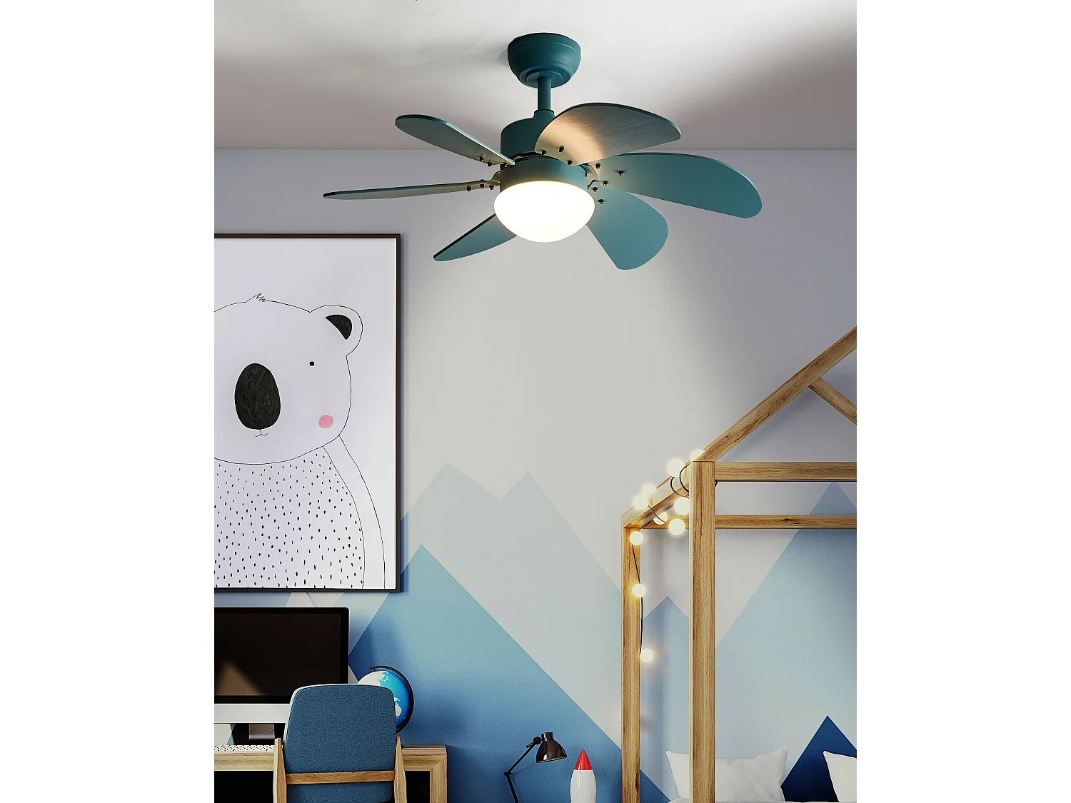 Ventilateur de plafond avec lampe LOGAR Avec télécommande LED Bleu