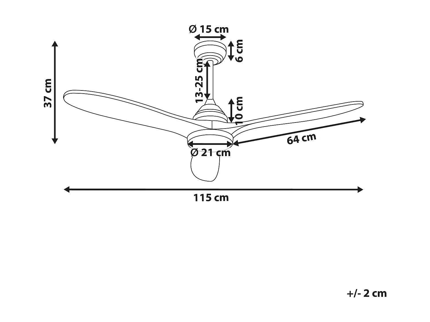 Ventilateur de plafond avec lampe MOYAR Avec télécommande LED Marron foncé