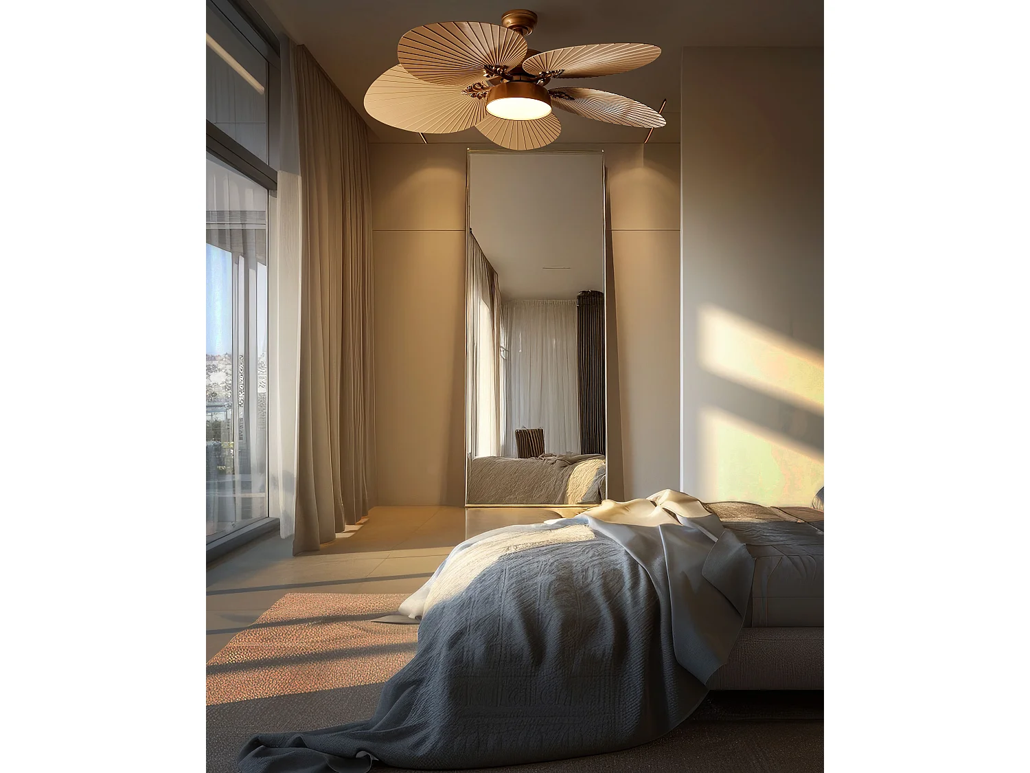 Ventilateur de plafond avec lampe BORMEJO Avec télécommande LED Doré