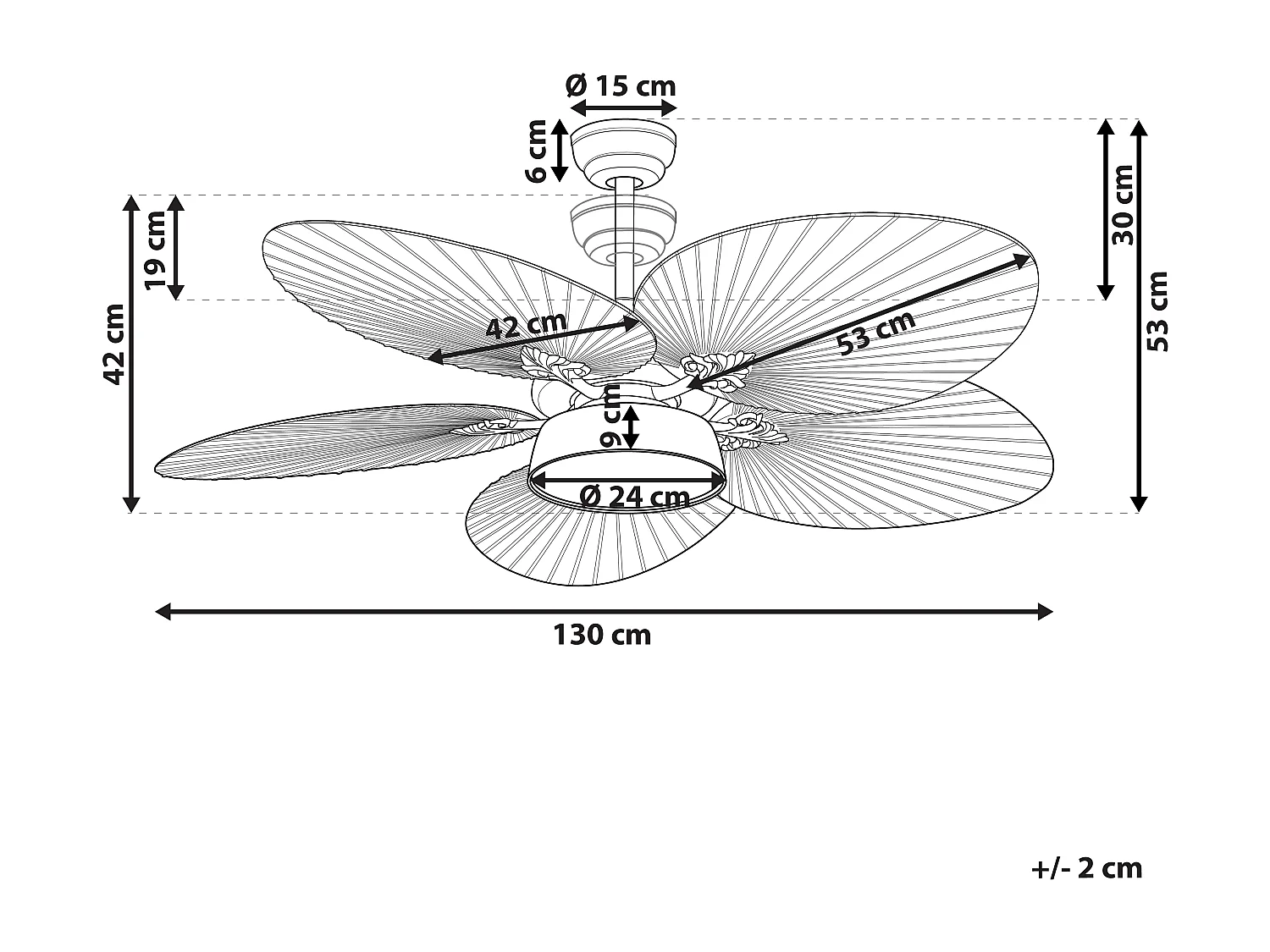 Deckenventilator mit Licht gold 3 Geschwindigkeitsstufen Fernbedienung Bormejo