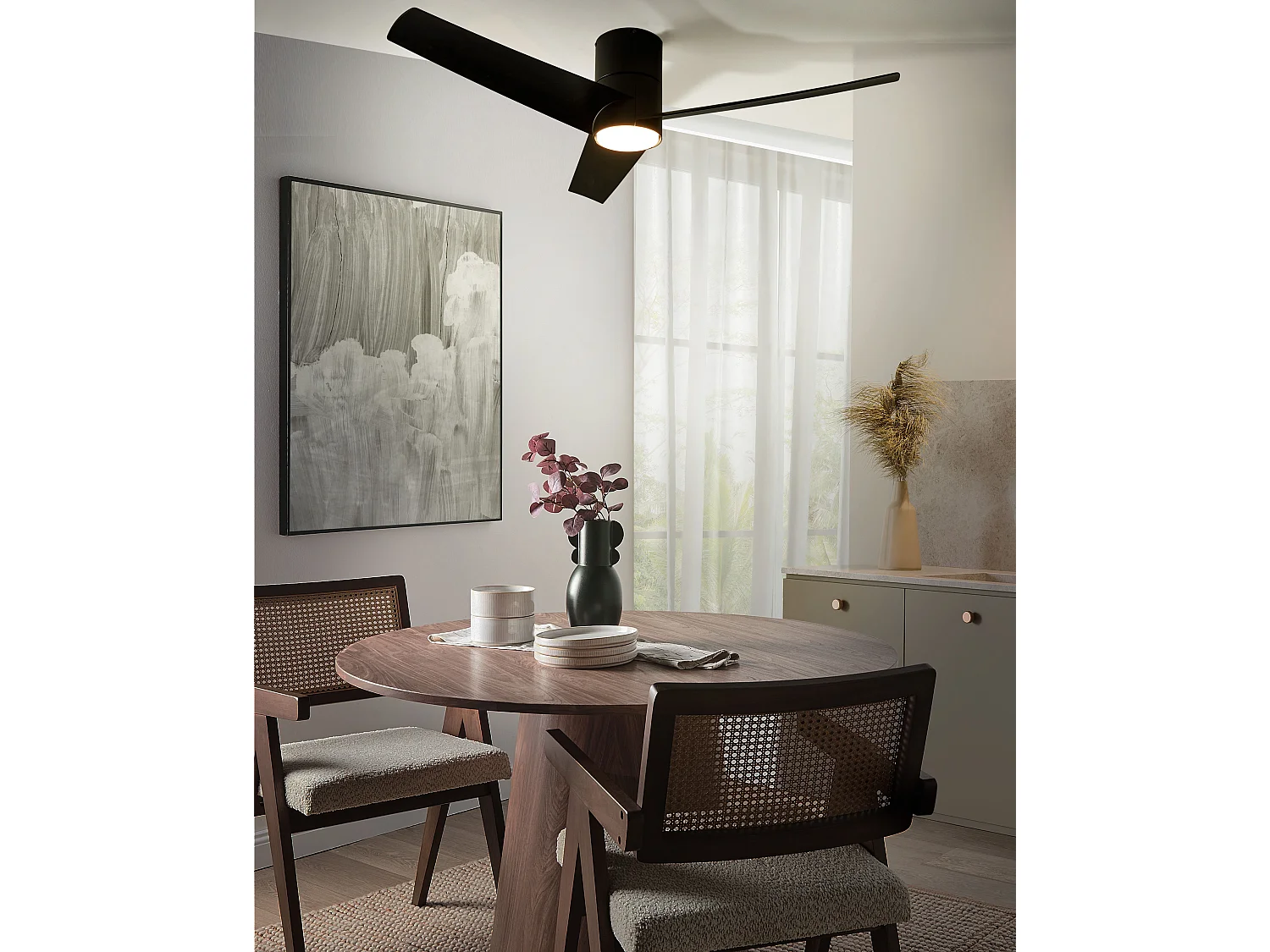 Ventilateur de plafond avec lampe CANETE Avec télécommande LED Noir