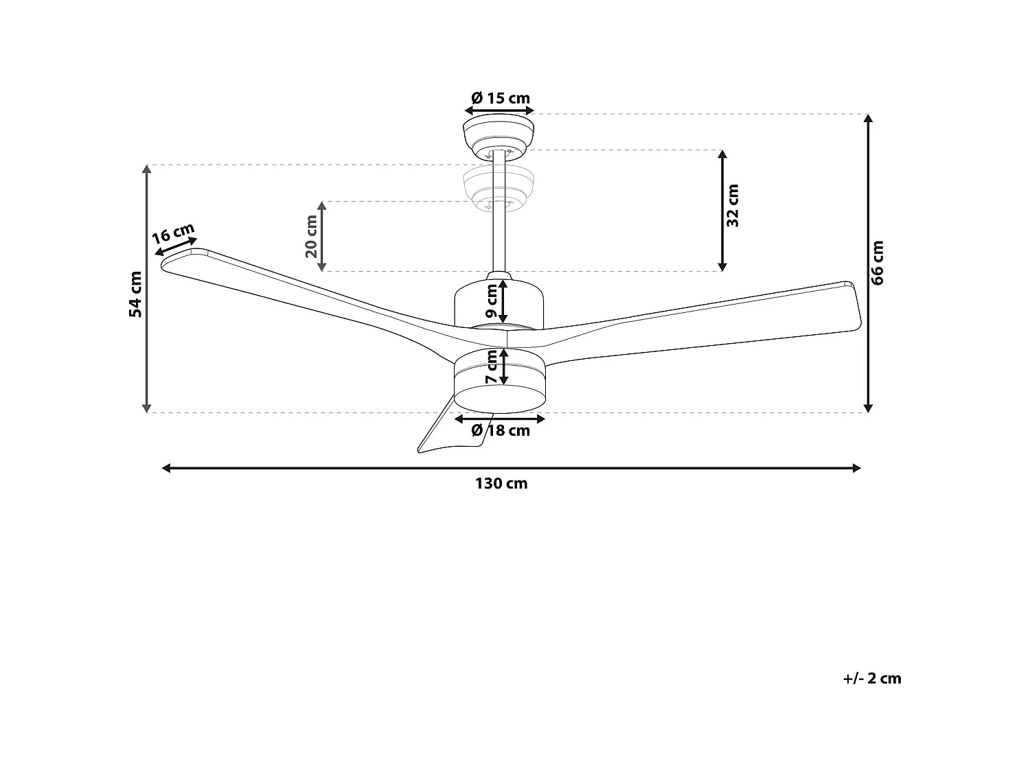 Ventilateur de plafond avec lampe ARUWIMI Avec télécommande Laiton