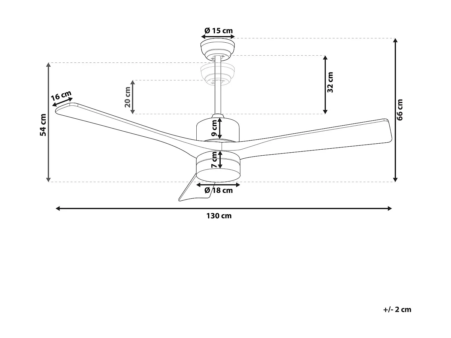 Ventilateur de plafond avec lampe ARUWIMI Avec télécommande Laiton
