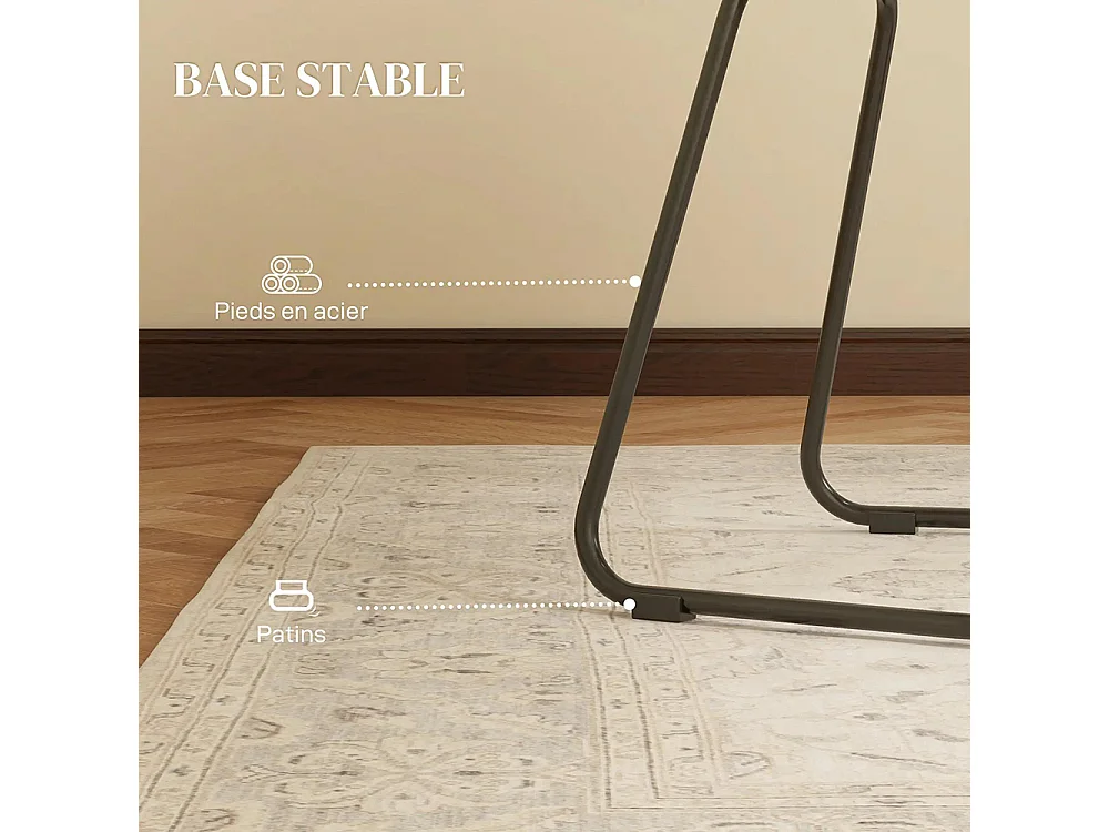 Lot de 2 chaises de salle à manger design bohème assise en corde tressée piètement en acier 56 x 59 x 74 cm