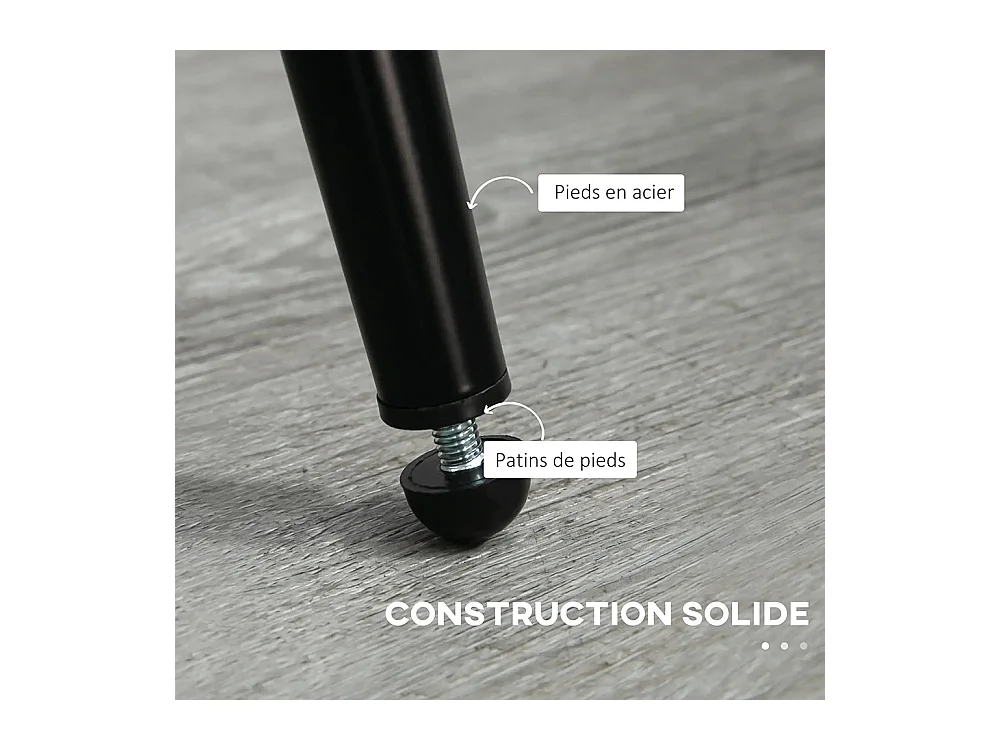 Lot de 2 chaises de salle à manger avec dossier en tissu effet laine boucleé pieds en acier 55 x 62 x 80 cm beige noir