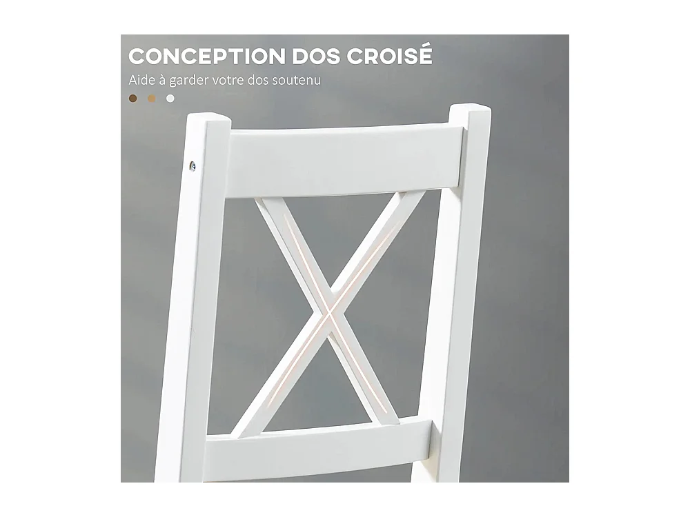 Lot de 4 chaises design style maison de campagne, cadre blanc – Parfaites pour salle à manger, cuisine ou salon