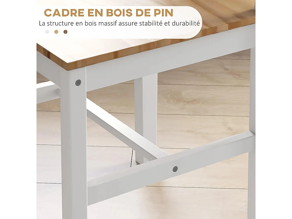 Lot de 4 chaises design style maison de campagne, cadre blanc – Parfaites pour salle à manger, cuisine ou salon