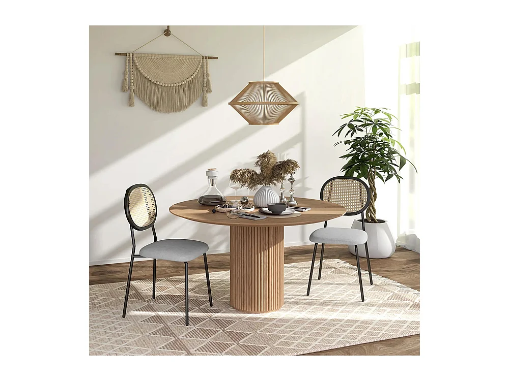 Lot de 2 chaises salle à manger chaises de cuisine dossier en rotin tissu respirant cadre acier 44 x 54 x 87 cm gris