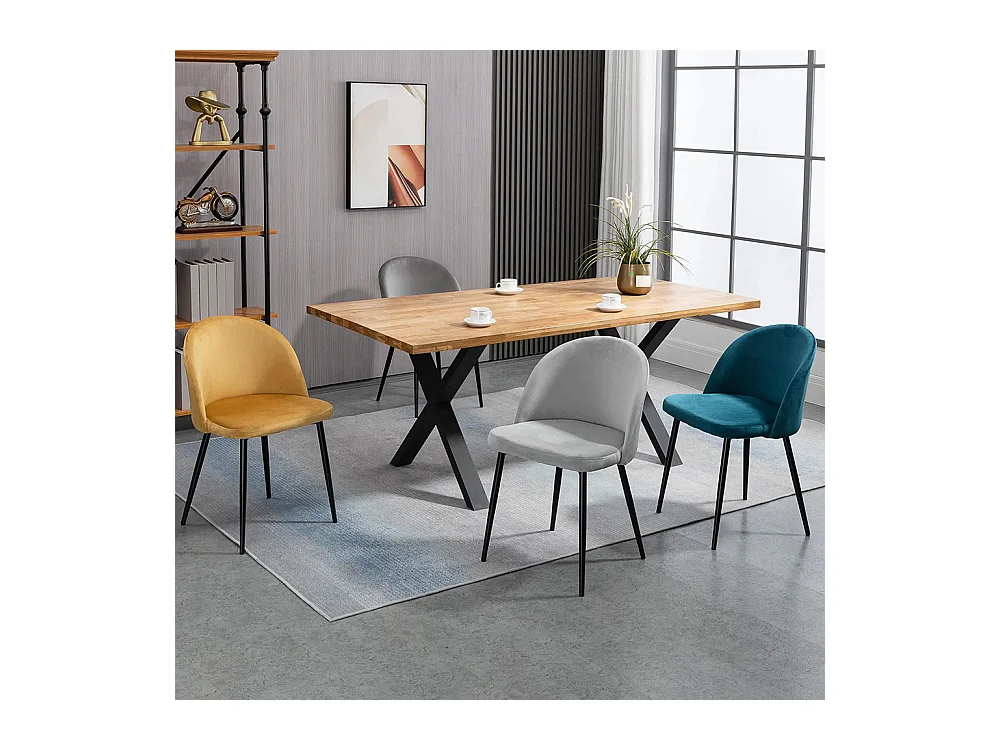 Lot de 4 chaises salle à manger chaise de cuisine scandinave chaise en velours rembourrée avec pieds effilés en métal, pour salon, salle à manger, multicolore