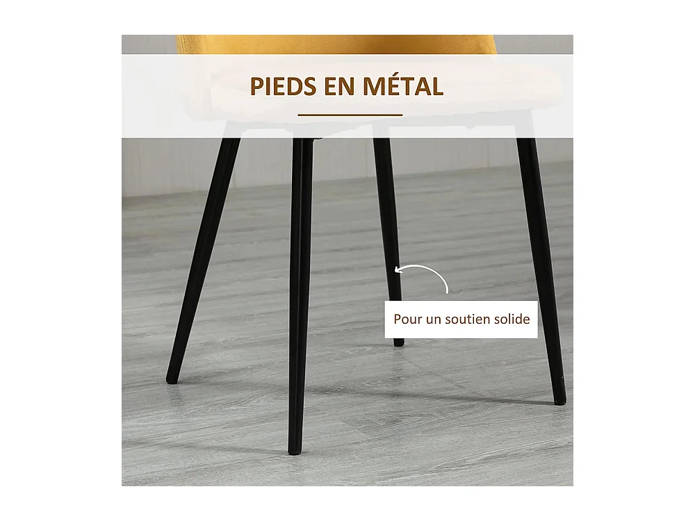 Lot de 4 chaises salle à manger chaise de cuisine scandinave chaise en velours rembourrée avec pieds effilés en métal, pour salon, salle à manger, multicolore
