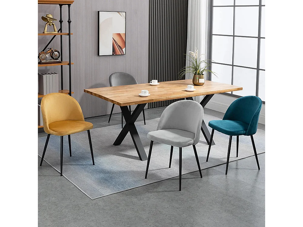 Lot de 4 chaises salle à manger chaise de cuisine scandinave chaise en velours rembourrée avec pieds effilés en métal, pour salon, salle à manger, multicolore