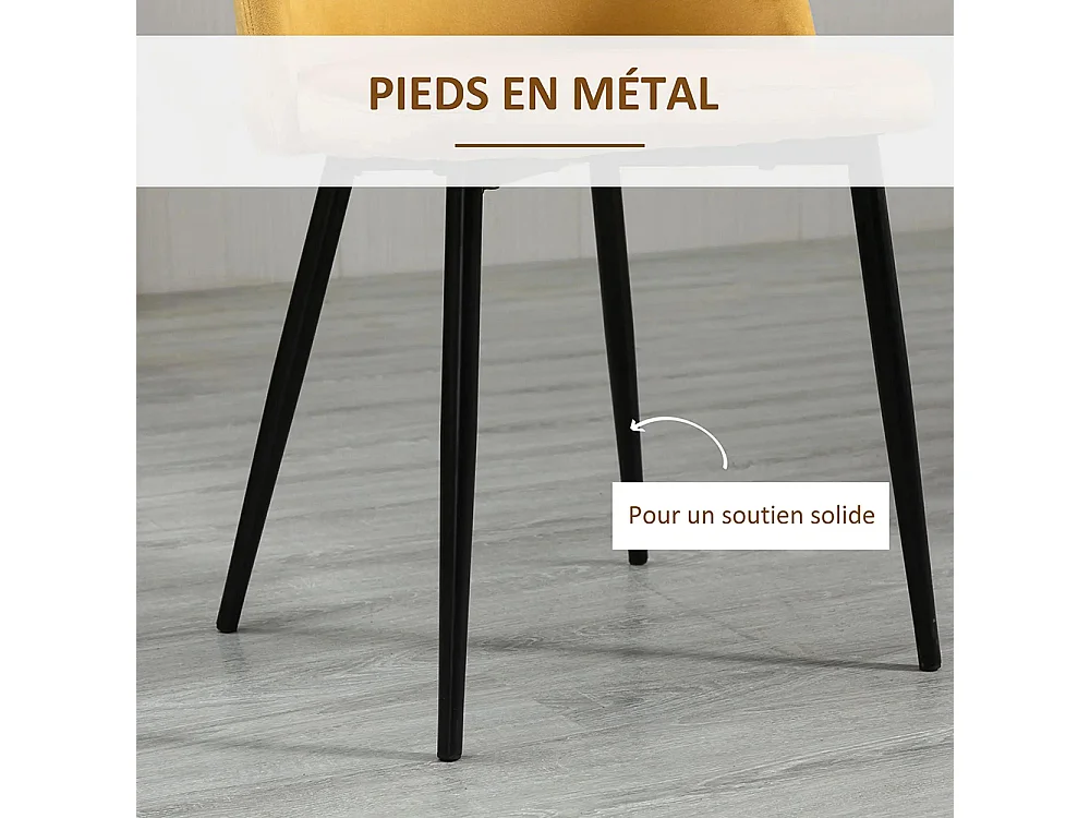Lot de 4 chaises salle à manger chaise de cuisine scandinave chaise en velours rembourrée avec pieds effilés en métal, pour salon, salle à manger, multicolore