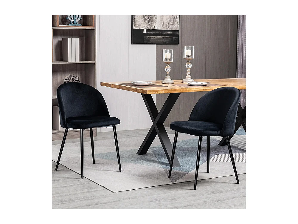 Lot de 2 chaises salle à manger chaise de cuisine scandinave chaise en velours rembourrée avec pieds effilés en métal