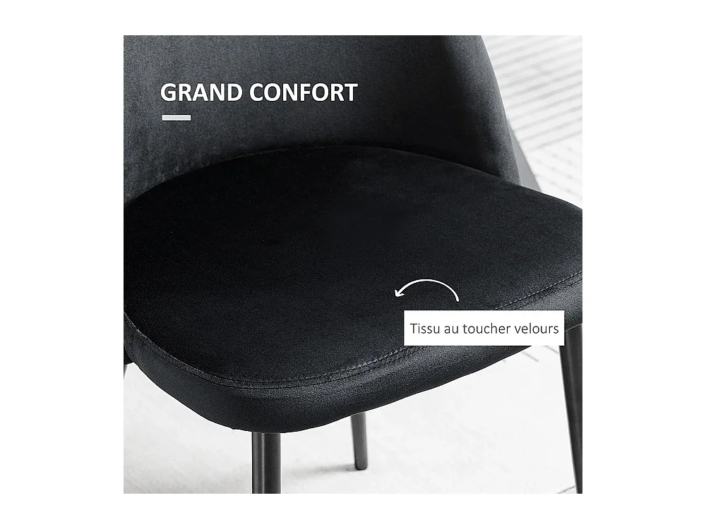 Lot de 2 chaises salle à manger chaise de cuisine scandinave chaise en velours rembourrée avec pieds effilés en métal