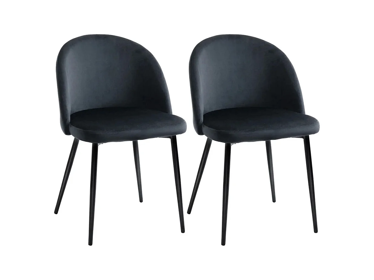 Lot de 2 chaises salle à manger chaise de cuisine scandinave chaise en velours rembourrée avec pieds effilés en métal
