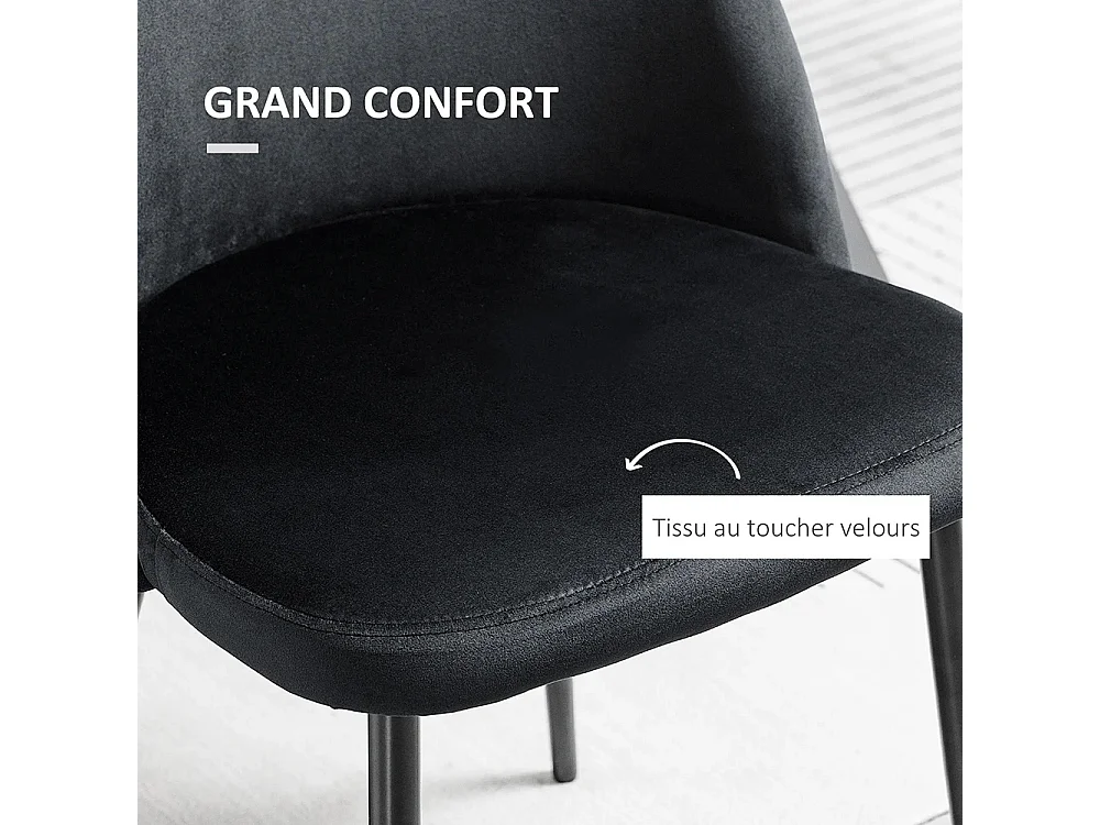 Lot de 2 chaises salle à manger chaise de cuisine scandinave chaise en velours rembourrée avec pieds effilés en métal