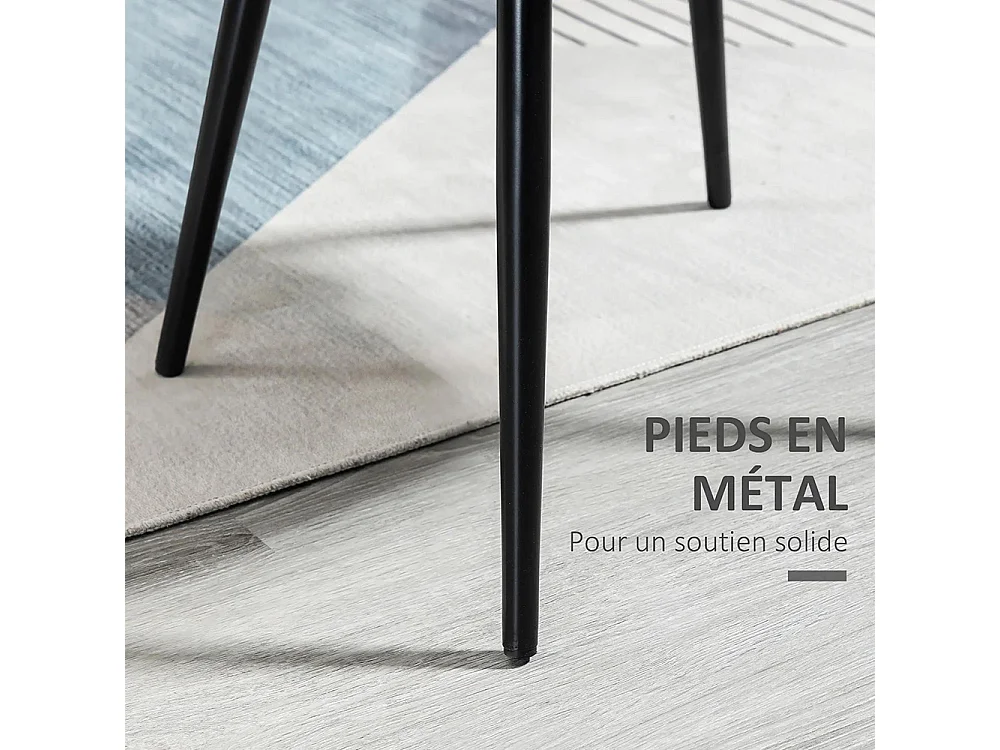 Lot de 2 chaises salle à manger chaise de cuisine scandinave chaise en velours rembourrée avec pieds effilés en métal