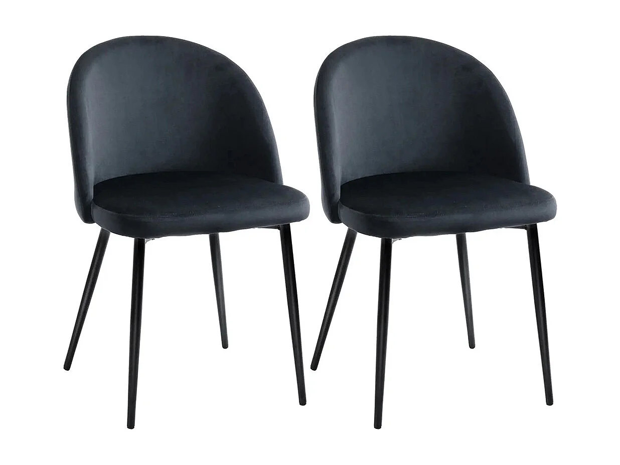 Lot de 2 chaises salle à manger chaise de cuisine scandinave chaise en velours rembourrée avec pieds effilés en métal
