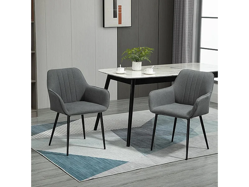 Chaises de Salle à Manger Chaises de Visiteur Design scandinave - Lot de 2 chaises - Pieds effilés métal Noir