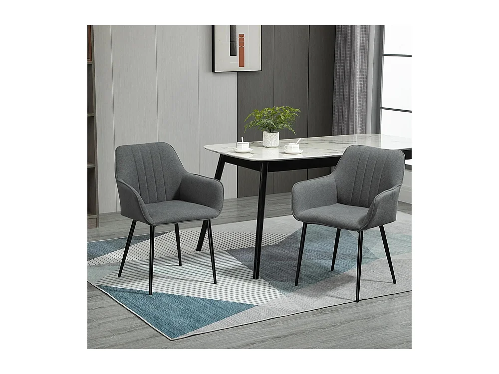 Chaises de Salle à Manger Chaises de Visiteur Design scandinave - Lot de 2 chaises - Pieds effilés métal Noir