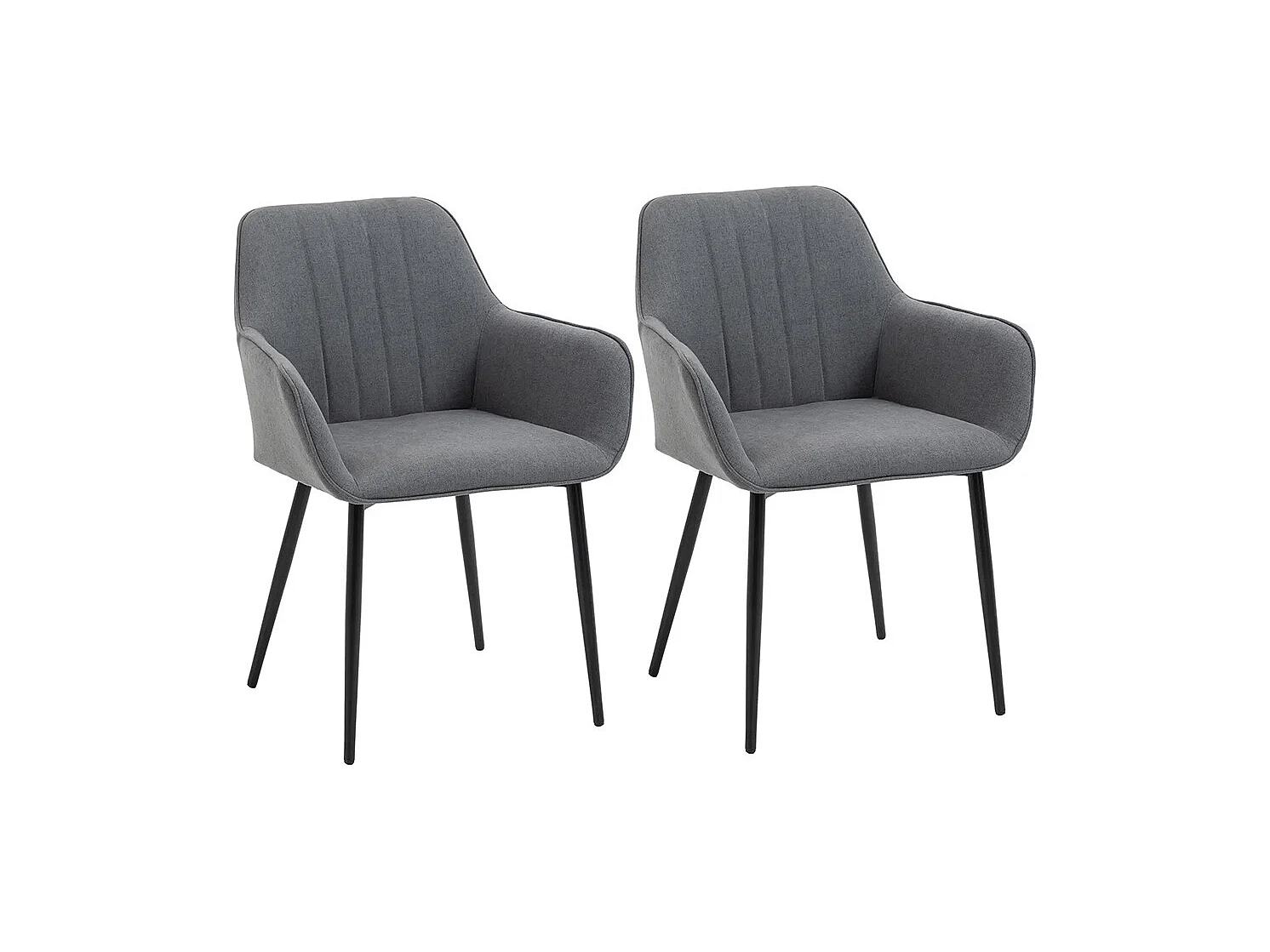 Chaises de Salle à Manger Chaises de Visiteur Design scandinave - Lot de 2 chaises - Pieds effilés métal Noir