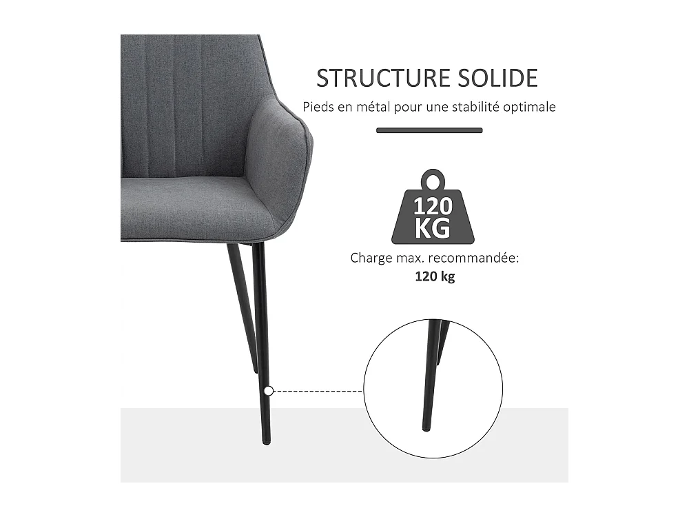 Chaises de Salle à Manger Chaises de Visiteur Design scandinave - Lot de 2 chaises - Pieds effilés métal Noir