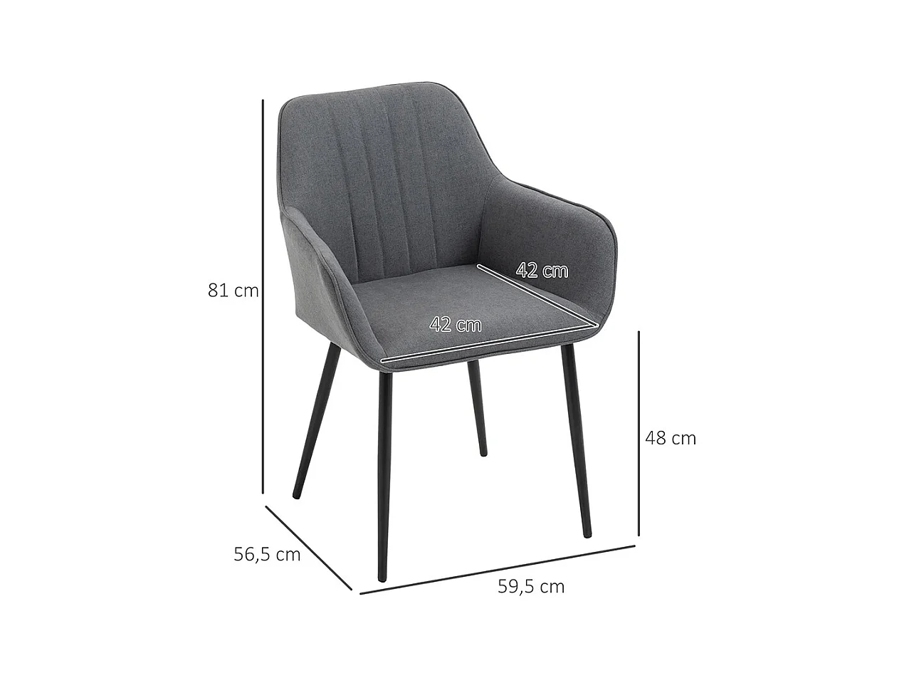 Chaises de Salle à Manger Chaises de Visiteur Design scandinave - Lot de 2 chaises - Pieds effilés métal Noir