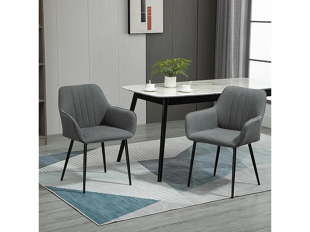 Chaises de Salle à Manger Chaises de Visiteur Design scandinave - Lot de 2 chaises - Pieds effilés métal Noir