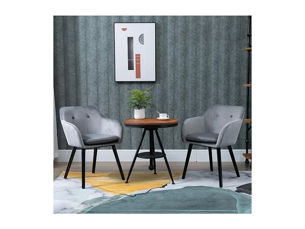 Chaises de salle à manger chaise de cuisine chaises de salon scandinave - Lot de 2 - Pieds effilés Bois Noir - Velours Gris