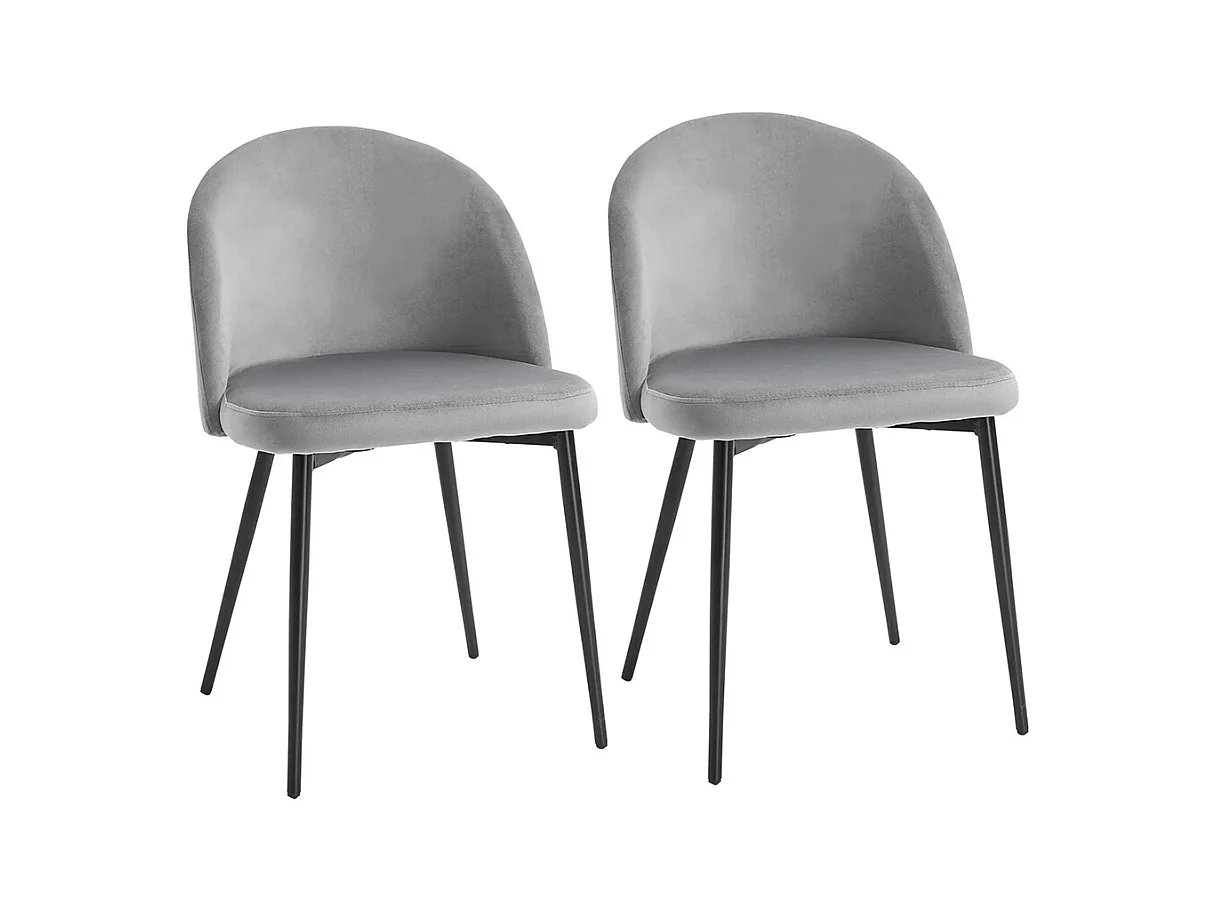 Lot de 2 chaises salle à manger chaise de cuisine scandinave chaise en velours rembourrée avec pieds effilés en métal, pour salon, salle à manger, gris