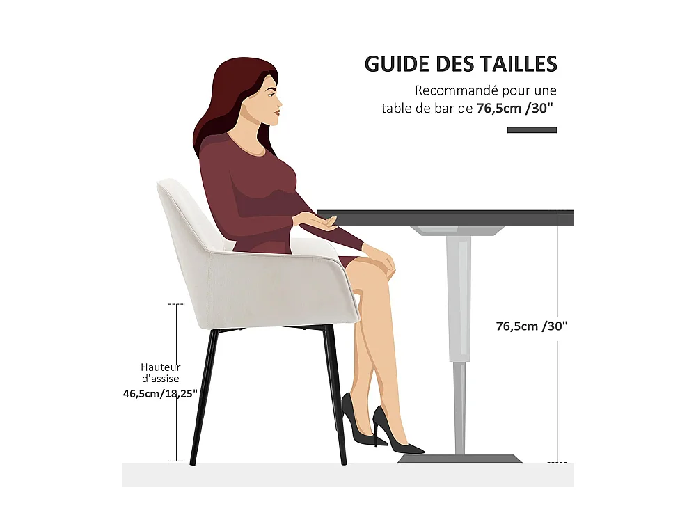 Chaises de Salle à Manger Chaises de Visiteur Design scandinave - Lot de 2 chaises - Pieds effilés métal Noir - Assise Dossier accoudoirs ergonomiques Lin Beige