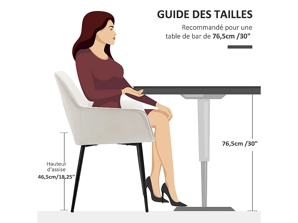 Chaises de Salle à Manger Chaises de Visiteur Design scandinave - Lot de 2 chaises - Pieds effilés métal Noir - Assise Dossier accoudoirs ergonomiques Lin Beige