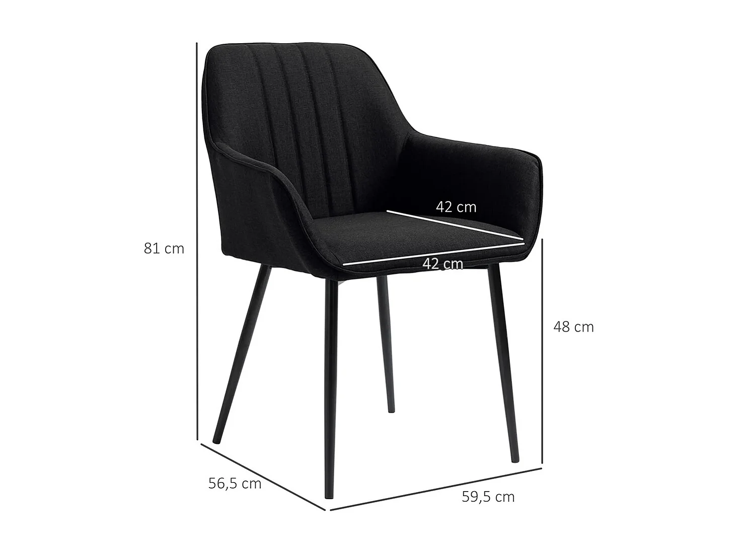 Chaises de Salle à Manger Chaises de Visiteur Design scandinave - Lot de 2 chaises - Pieds effilés métal Noir