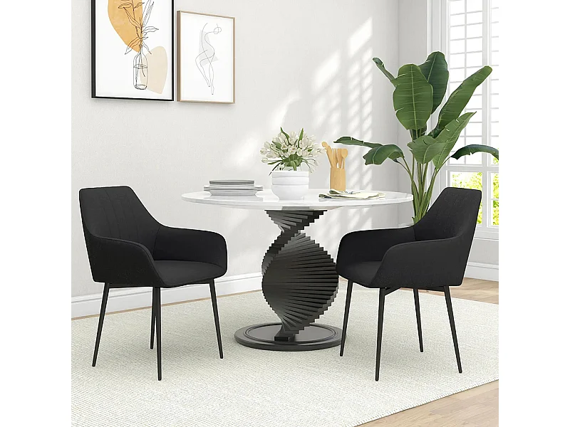 Chaises de Salle à Manger Chaises de Visiteur Design scandinave - Lot de 2 chaises - Pieds effilés métal Noir