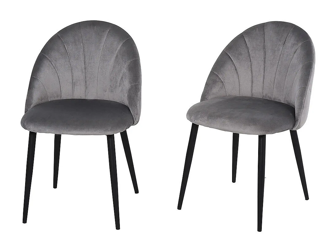Lot de 2 chaises de Salle à Manger Chaise de Cuisine Velours Pieds métal Gris dim. 52L x 54l x 79H cm