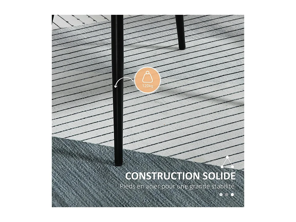 Chaises de Salle à Manger Chaises de Visiteur Design scandinave - Lot de 2 chaises - Pieds effilés métal Noir - Assise Dossier accoudoirs ergonomiques Lin Gris