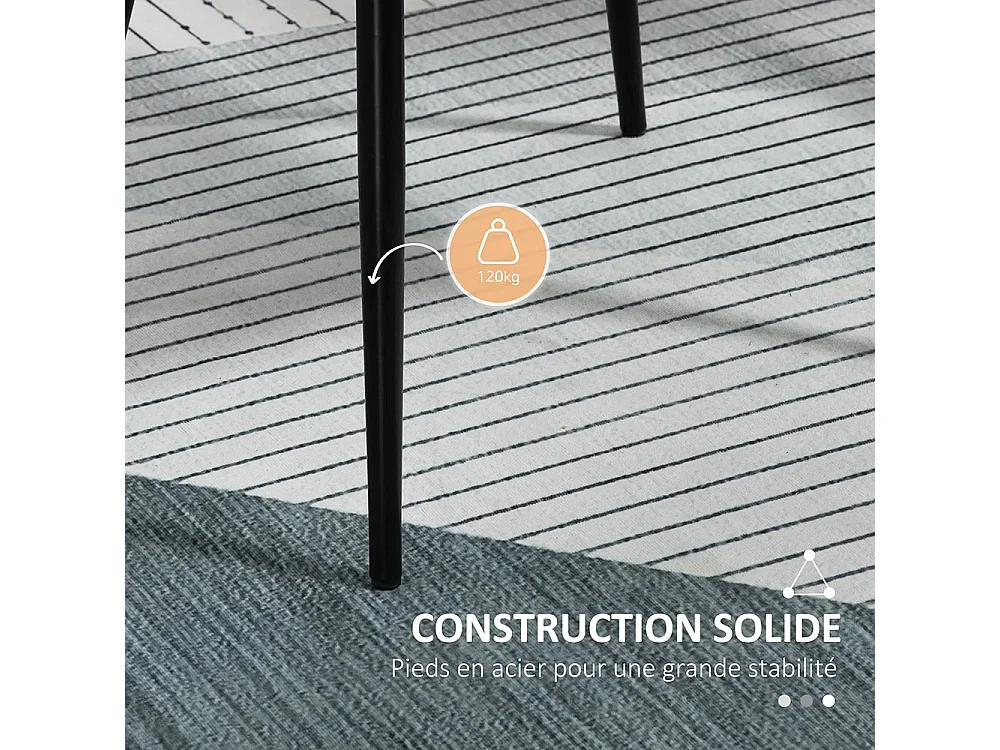 Chaises de Salle à Manger Chaises de Visiteur Design scandinave - Lot de 2 chaises - Pieds effilés métal Noir - Assise Dossier accoudoirs ergonomiques Lin Gris