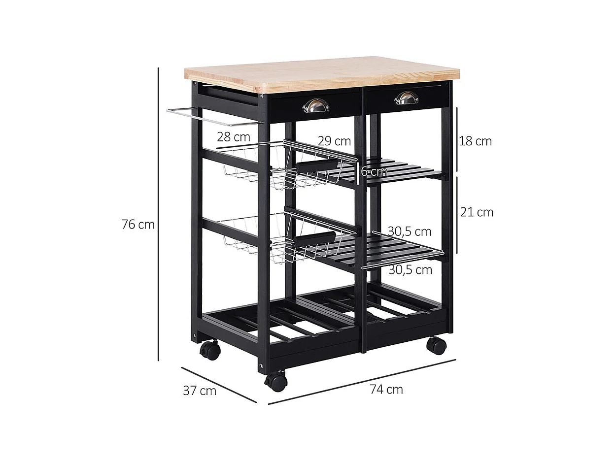 Desserte chariot cuisine multi-rangement