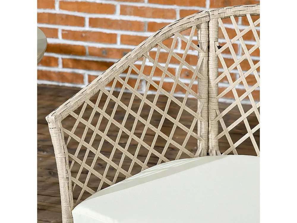 Ensemble salon de jardin 2 personnes 3 pièces 2 fauteuils avec coussins table d'appoint ronde métal