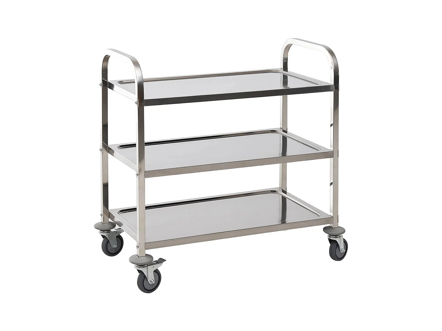 Chariot de service desserte de cuisine à roulettes 3 étagères 85L x 45l x 90H cm acier inox. chromé
