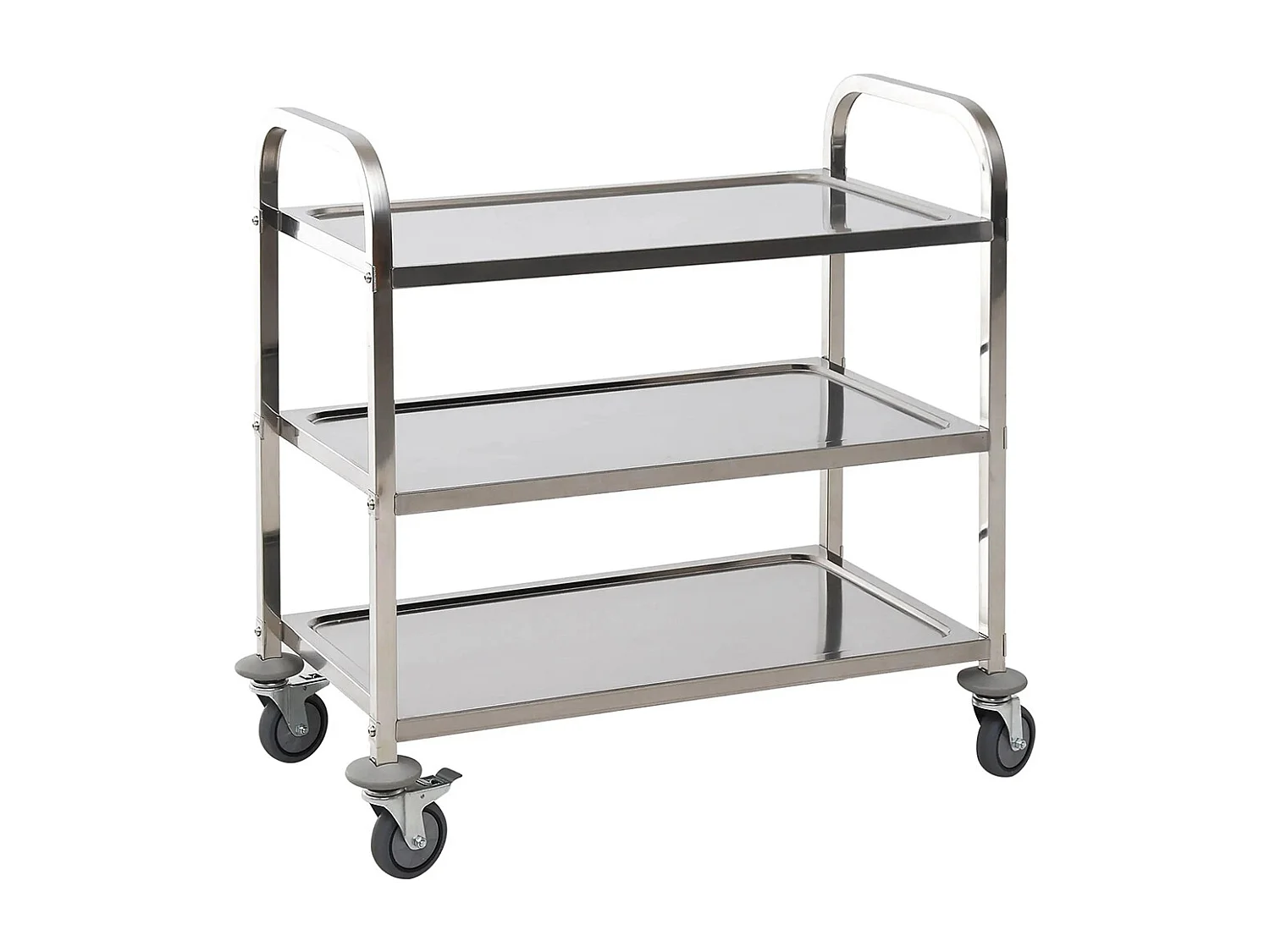 Chariot de service desserte de cuisine à roulettes 3 étagères 85L x 45l x 90H cm acier inox. chromé