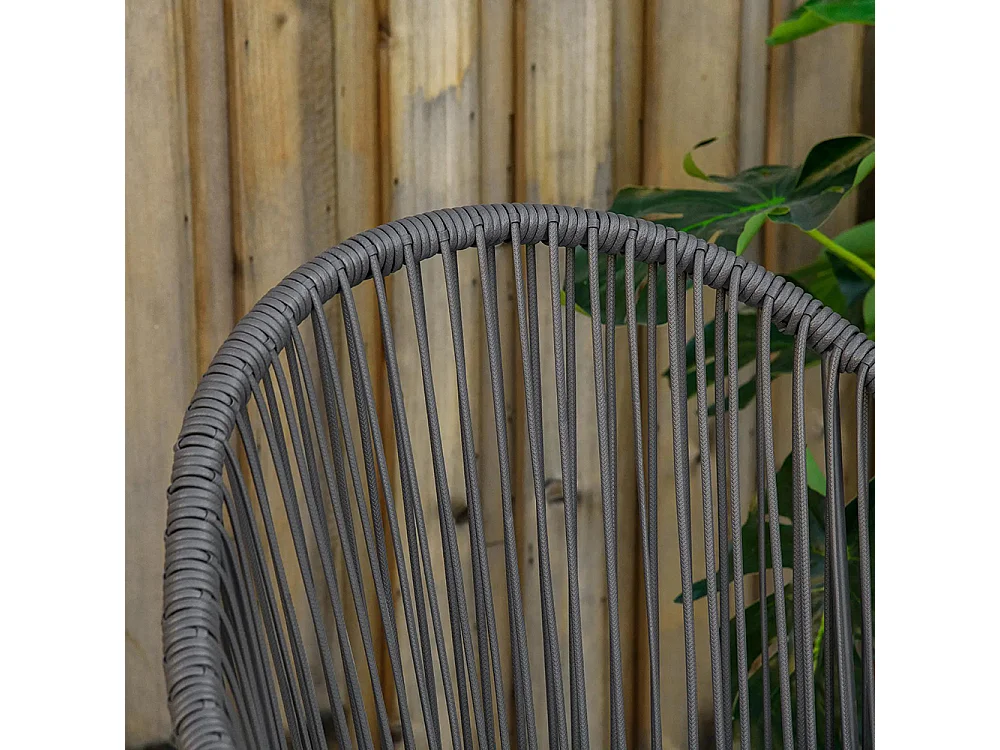 Ensemble de jardin salon de jardin en résine tressée cadre en acier 2 fauteuils + 1 table basse coussins inclus gris