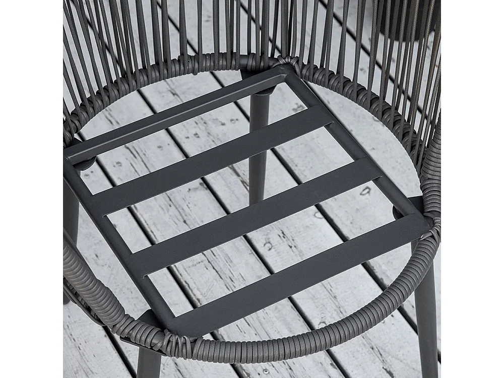 Ensemble de jardin salon de jardin en résine tressée cadre en acier 2 fauteuils + 1 table basse coussins inclus gris