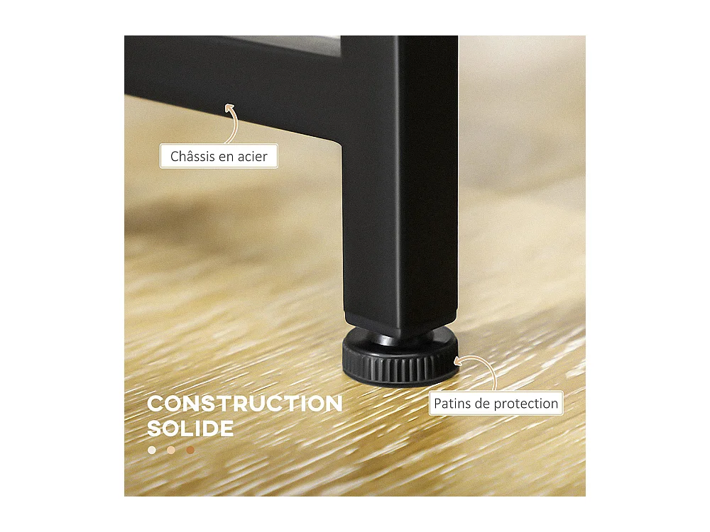 Ensemble table à manger et 2 bancs cadre en acier 4 personnes pour cuisine salle à manger salon naturel et noir