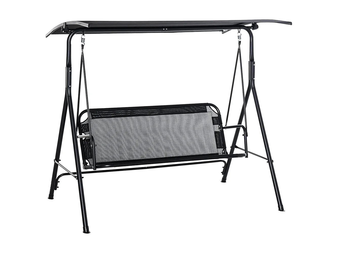 Balancelle de jardin 2 places balancelle d'extérieur toit inclinaison réglable structure acier 172 x 110 x 155 cm, noir